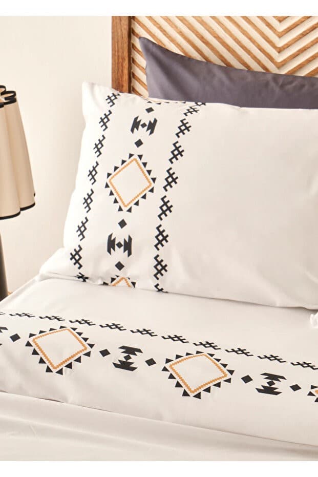 %100 Pamuk Saten Kamila King Size Nevresim Takımı Beyaz (240x220 cm)