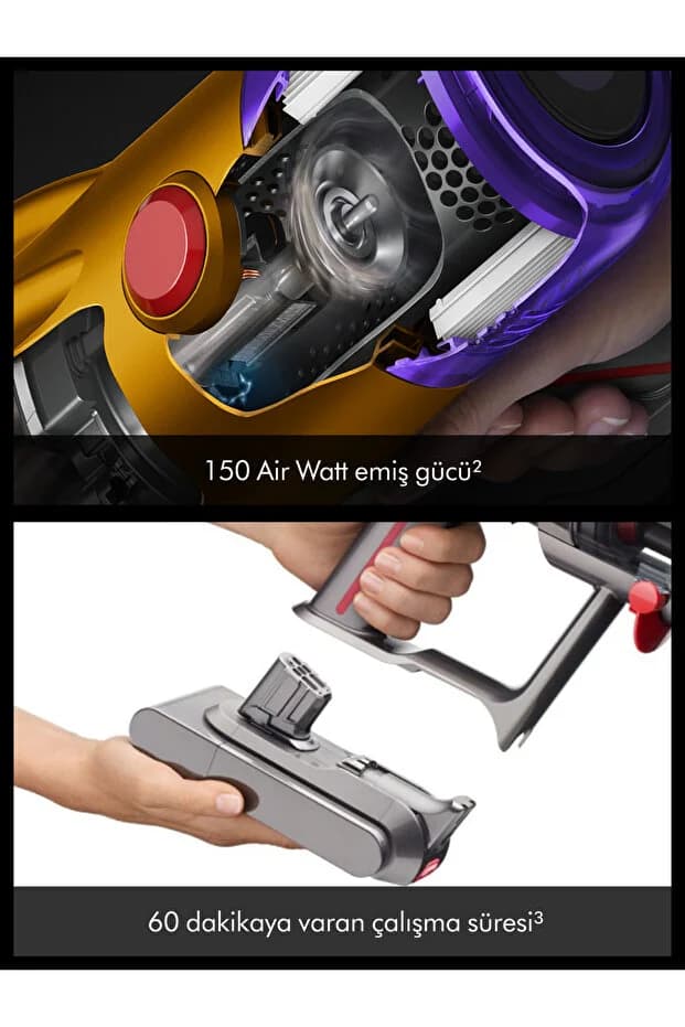 V12 Detect Slim™ Absolute kablosuz süpürge (Sarı/Nikel)