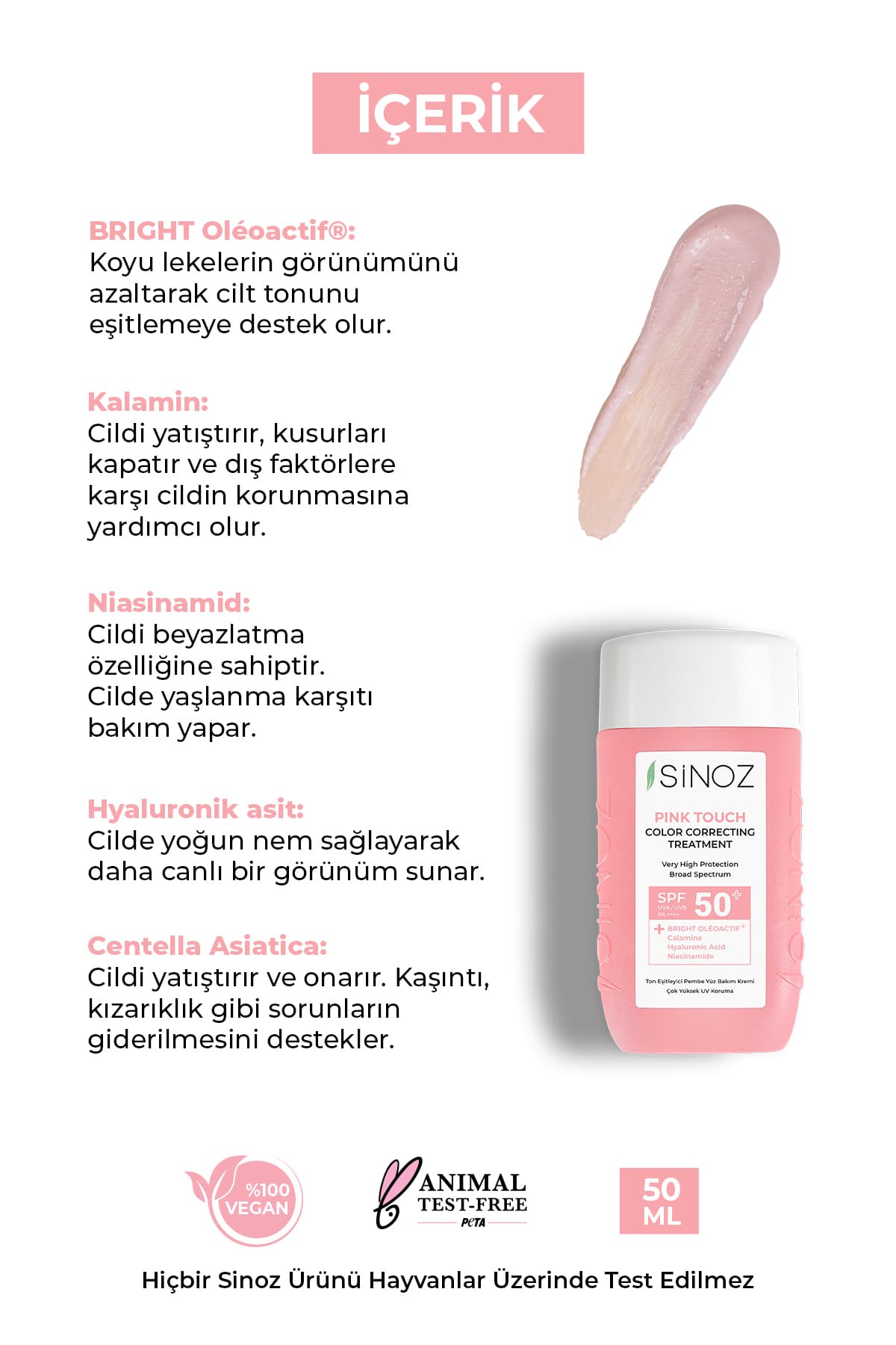 Pink Touch Anında Ton Eşitleyici Onarıcı Nemlendirici Pembe Yüz Güneş Kremi Spf50