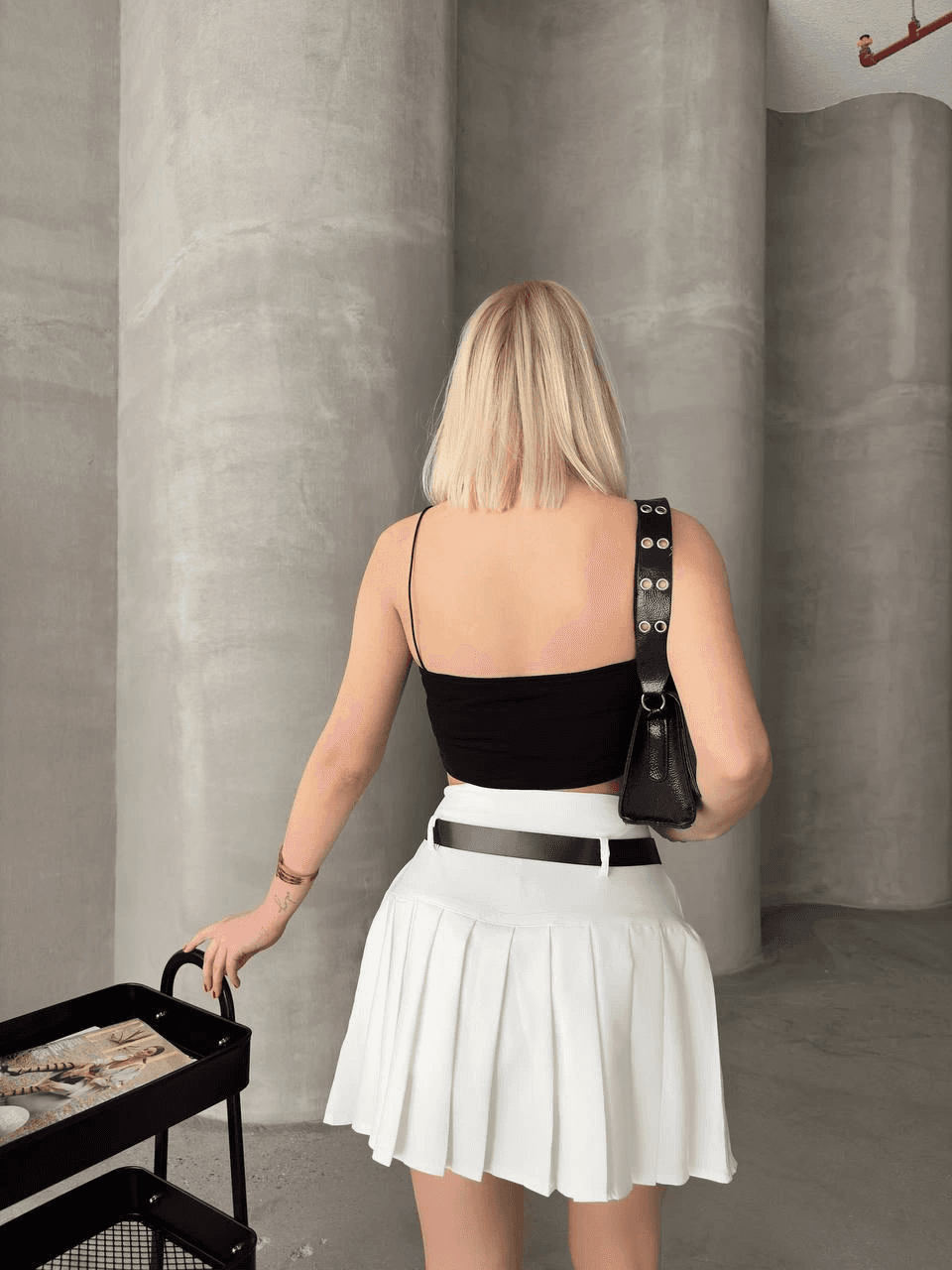 Kemerli pikseli şort etek