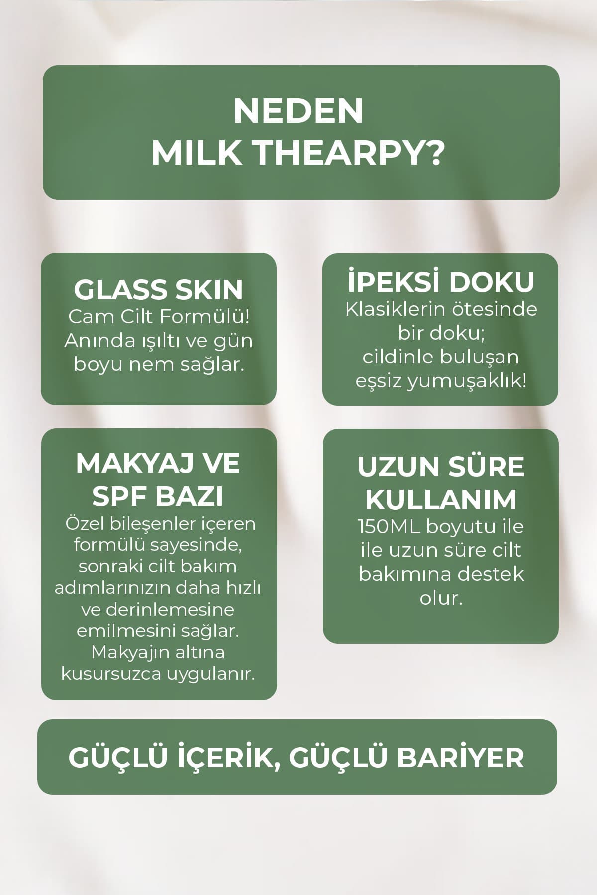 Milk Therapy Serum 150 ML | Yoğun Nem, Bariyer Güçlendirme, SPF ve Makyaj Bazı Serum