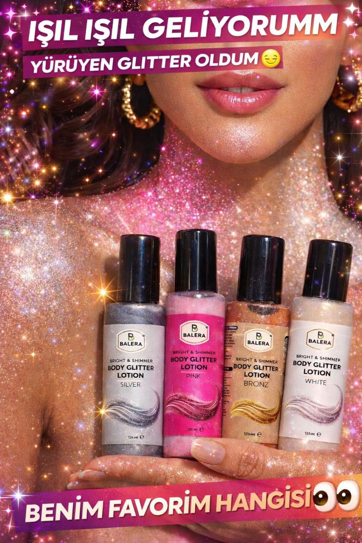 Vücut Losyonu Beyaz Simli Işıltılı Uzun Süre Kalıcı Koku Nemlendiricili 125 ml