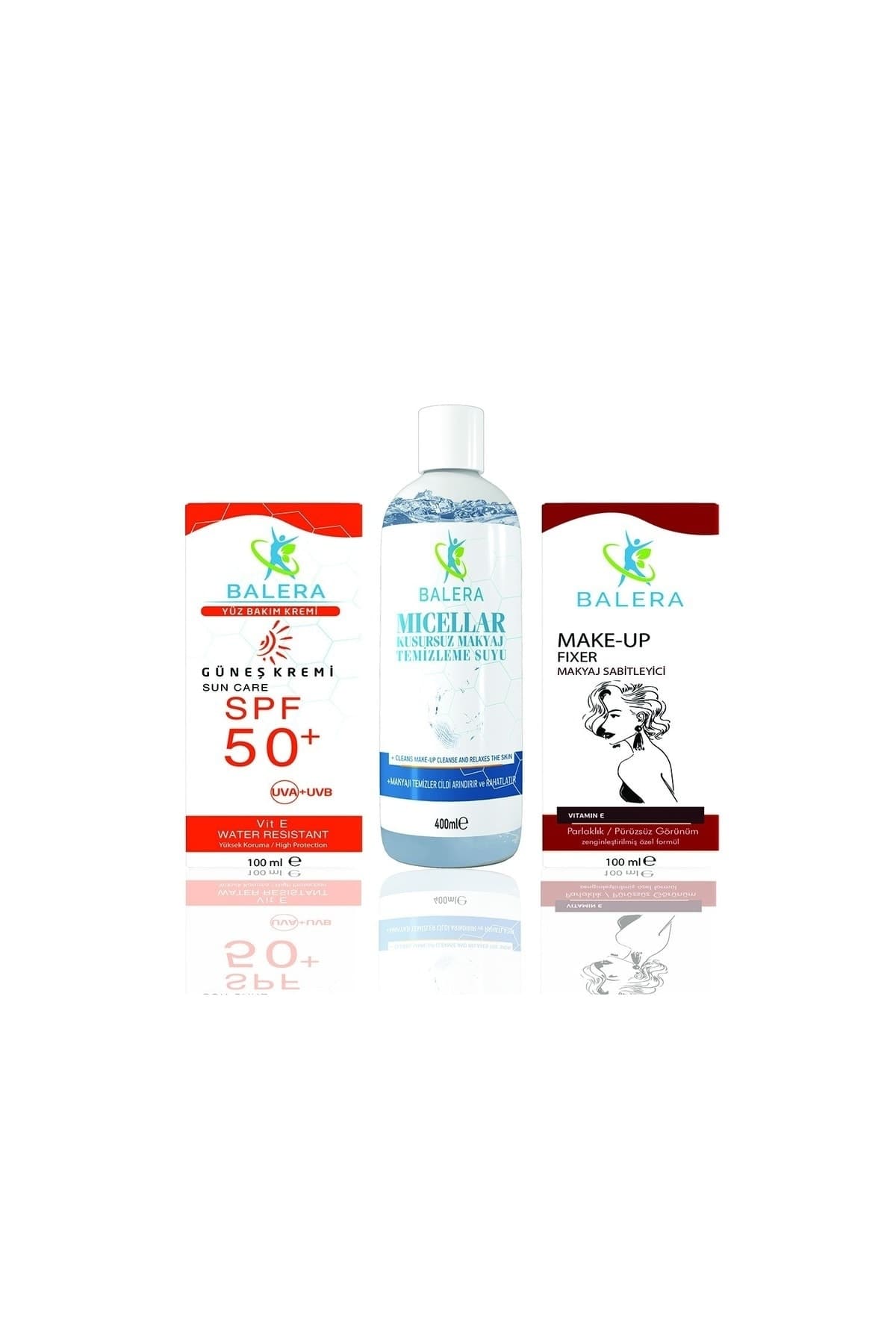Sun Care 50+ & Makyaj Sabitleyici & Mıcellar Makyaj Temizleme Suyu