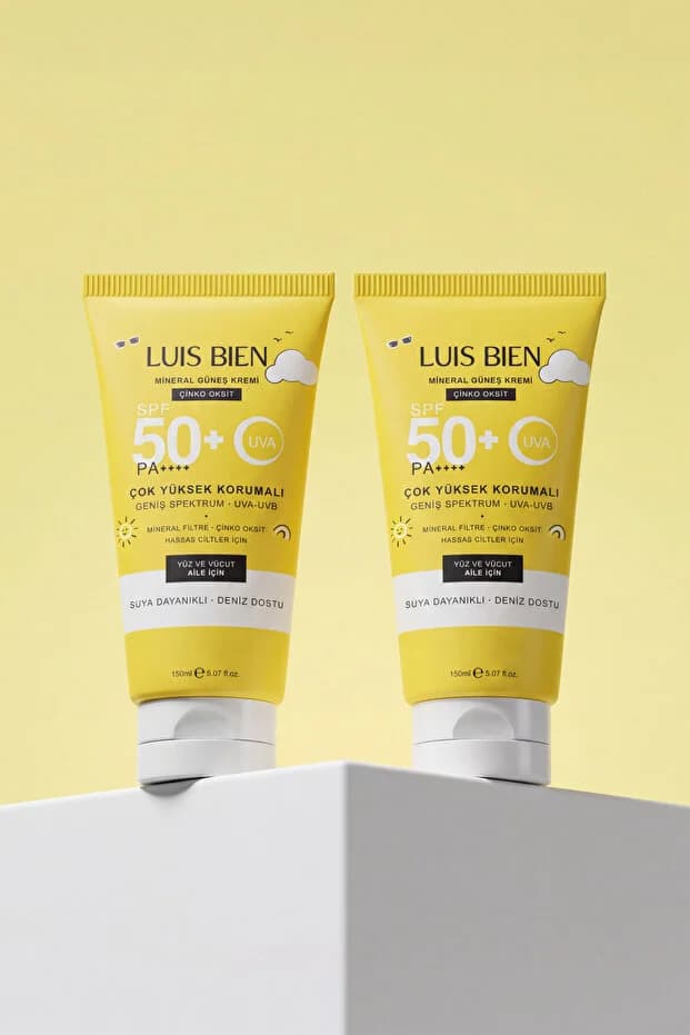 X Anıl Güler Mineral Güneş Kremi Spf 50+ Pa++++ Çinko Oksit 150 ml X 2 Adet - Yüz Ve Vücut, Suya Dayanıklı