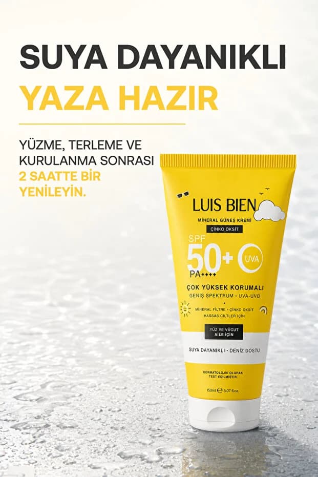 X Anıl Güler Mineral Güneş Kremi Spf 50+ Pa++++ Çinko Oksit 150 ml X 2 Adet - Yüz Ve Vücut, Suya Dayanıklı