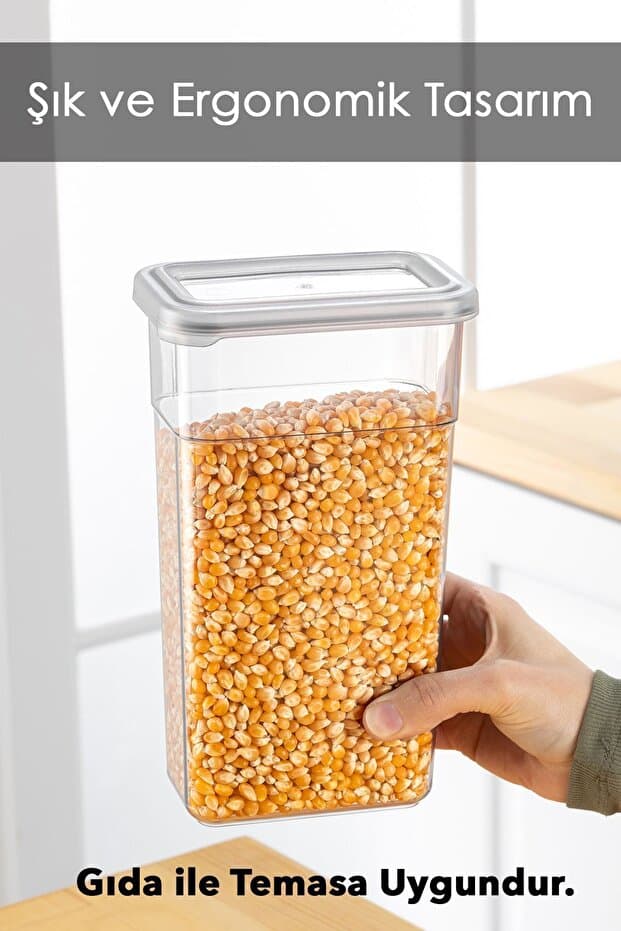 12'li Etiketli Erzak Saklama Kabı Seti - Sızdırmaz Kapaklı Bakliyat Saklama Kutusu - 12 x 1580 ml
