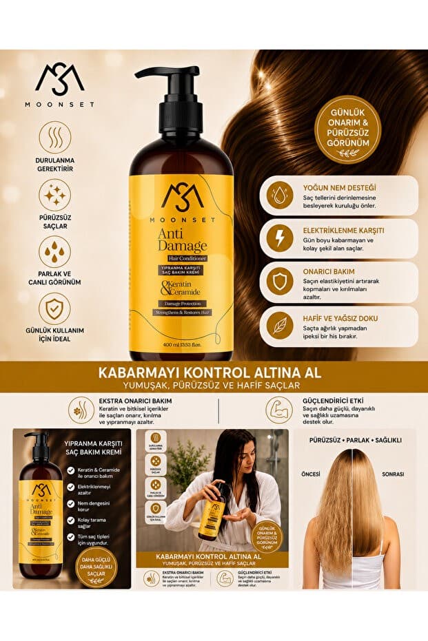 Yıpranma Karşıtı Saç Bakım Kremi – Kolajen + Keratin Destekli Onarıcı & Nemlendirici Krem (400 ml)