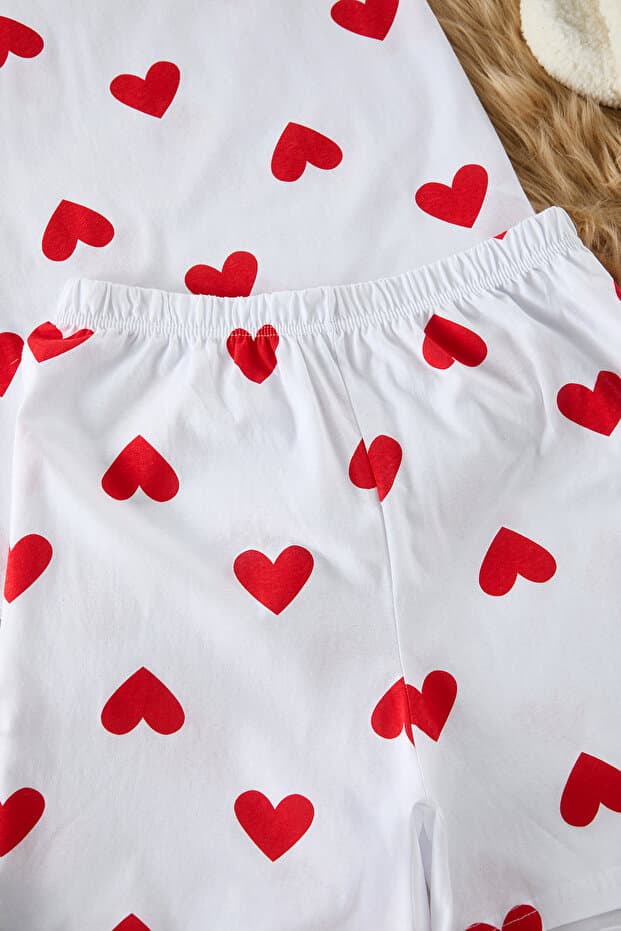 Beyaz %100 Pamuklu Kalpli Şortlu Örme Pijama Takımı TBBSS25AI00005