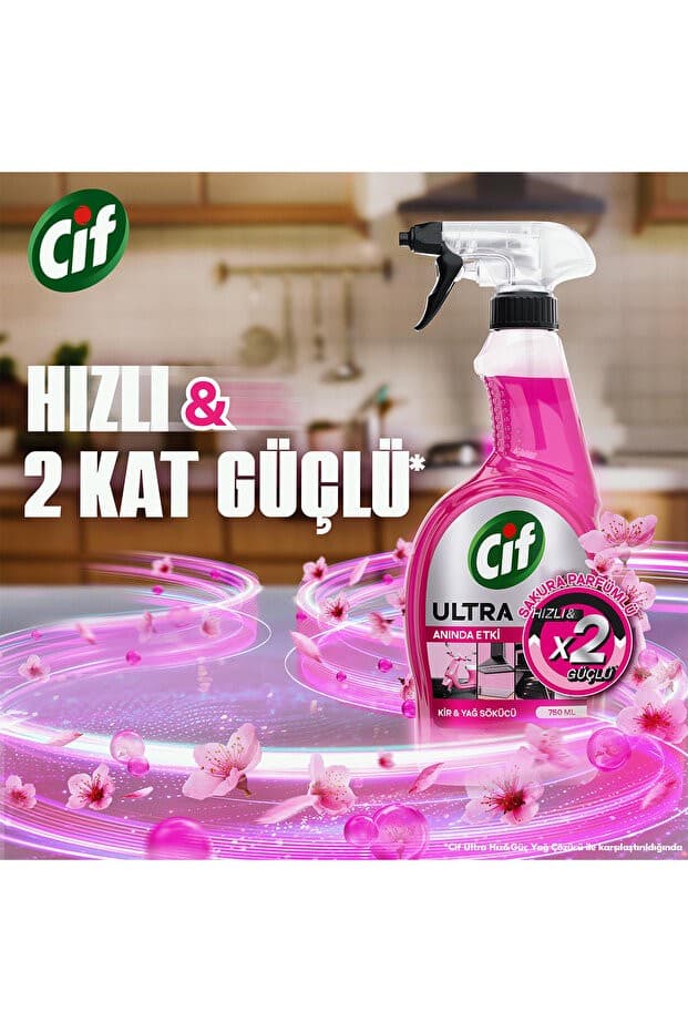Ultra Sprey Anında Etki Kir & Yağ Çözücü 750ml x1 Sakura Sprey x1 Kireç ve Pas Sökücü x1