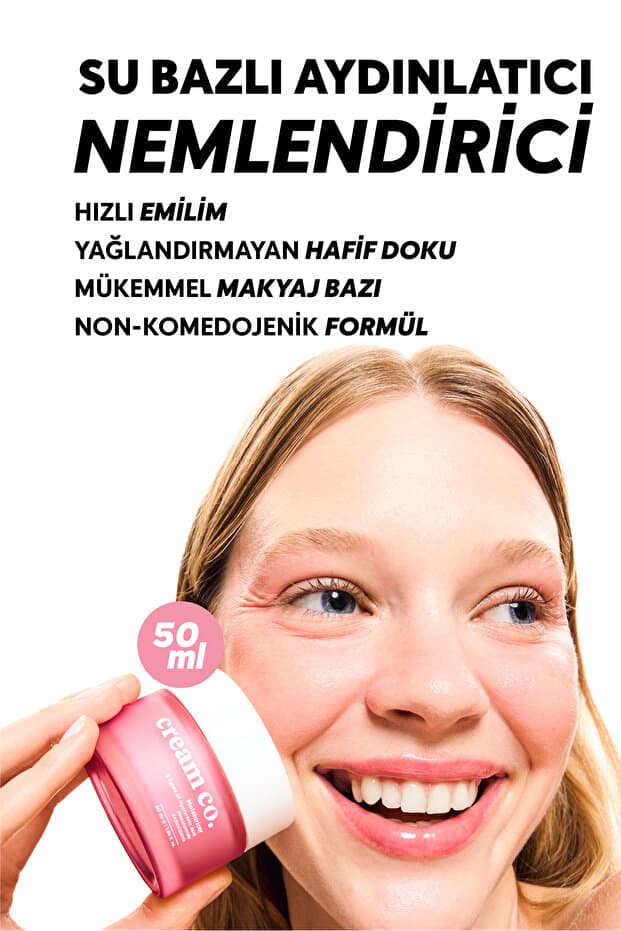 Su Bazlı Moisturizer Nemlendirici Aydınlatıcı Yüz Kremi | Hyaluronik Asit | 50 ML | Tüm Cilt Tipleri
