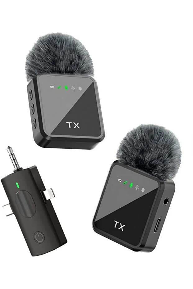 F11-2 Kablosuz Yaka mikrofonu 2 li Mikrofon 3 in 1 Wireless Microphone