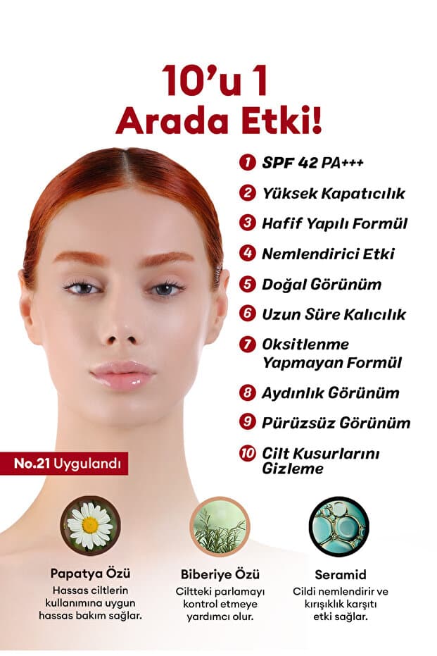 Mükemmel Kapatıcı, Çok Fonksiyonlu BB MISSHA M Perfect Cover BB Cream Ex SPF42PA+++ No.21 20ml