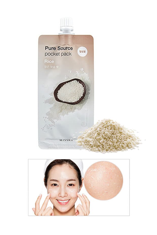 Pirinç Özlü, Ölü Derileri Arındıran, Aydınlatıcı,Peeling Etkili Maske Pure Source Pocket Pack (RİCE)
