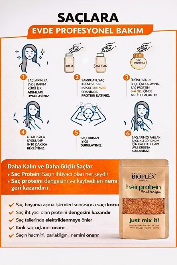 Saç Bakım Proteini / Hair Protein - Saç Açma Ve Boya Işlemlerinde Yıpranmalara Karşı Özel Ürün 100gr