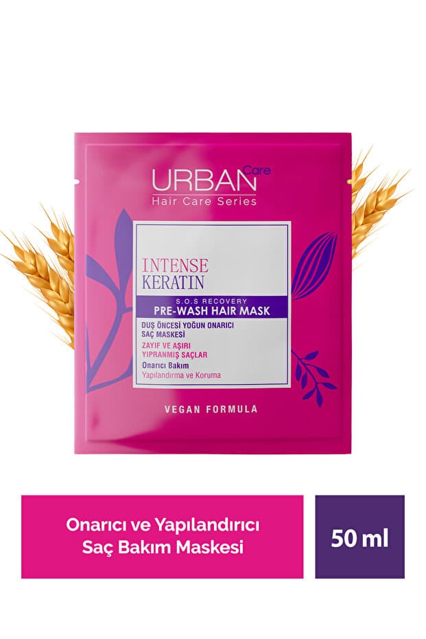 Intense Keratin Zayıf ve Yıpranmış Saçlara Özel Onarıcı Duş Öncesi Saç Bakım Maskesi-vegan-50ml