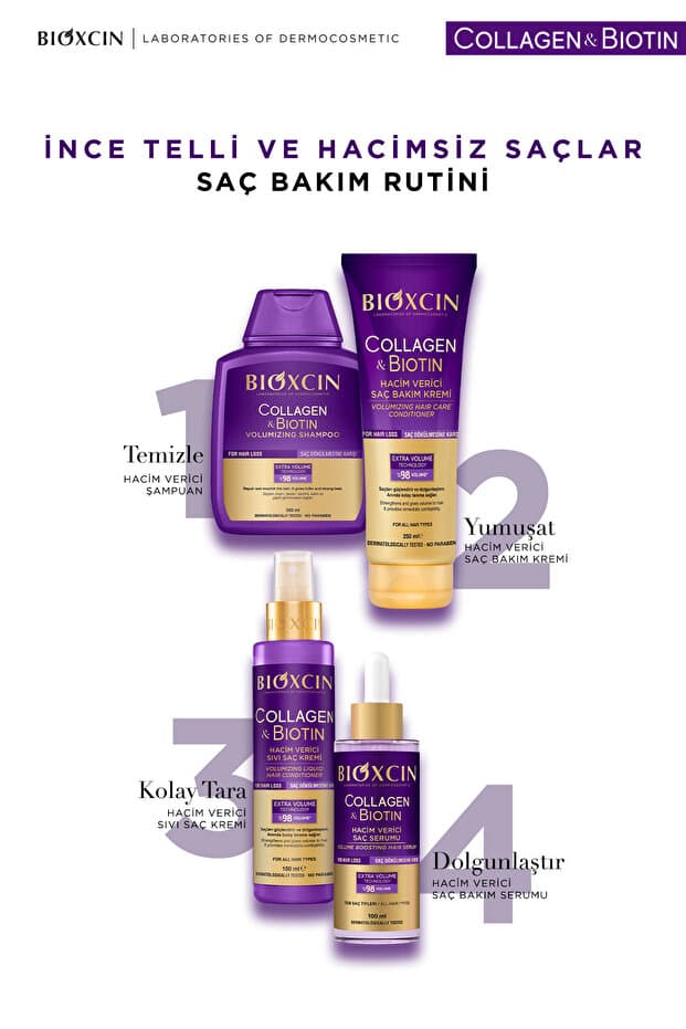 Collagen & Biotin Ekstra Hacim Şampuanı 3 X 300 ml 3 Al 2 Öde - Kolajen Biotin Ince Ve Seyrek Saçlar