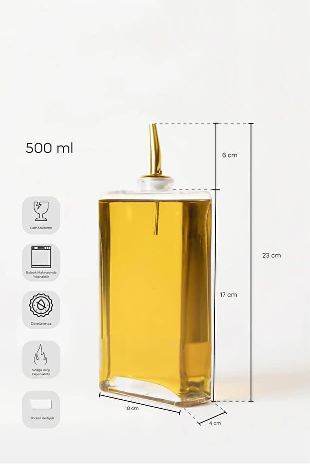 Molivet 3'lü Gold Kapak Cam Yağdanlık Sosluk Sirkelik 350-500-750 ml
