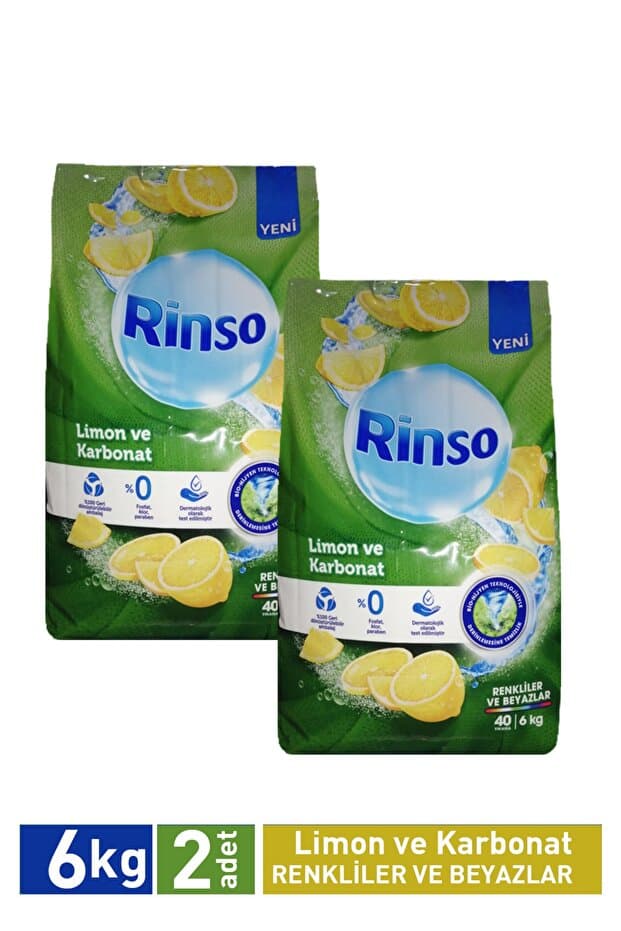 Limon Ve Karbonat Renkliler Ve Beyazlar Için Toz Çamaşır Deterjanı 6 Kg X 2 Adet