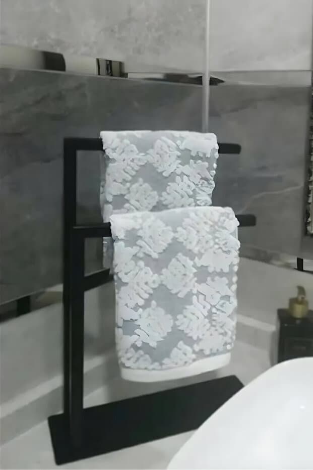 Modern Metal Havlu Askısı Tezgah Üstü Havlu Asacağı Minimalist İkili Havluluk Banyo Toparlayıcı