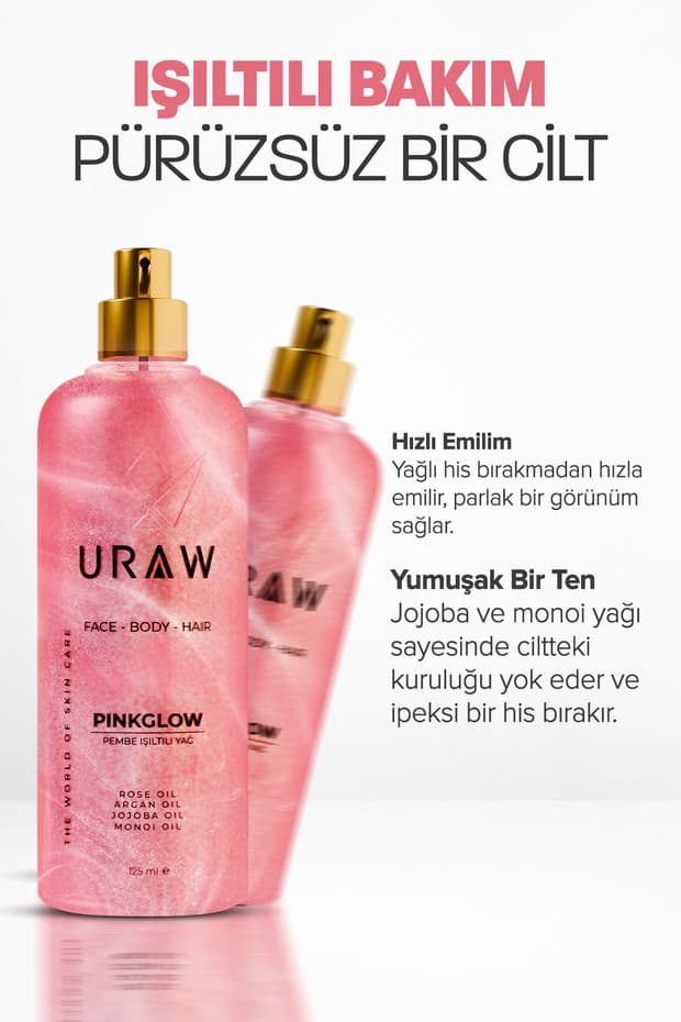 Pink Glow Pembe Işıltılı Yağ | Yüz, Vücut ve Saç İçin Çok Amaçlı Bakım Yağı
