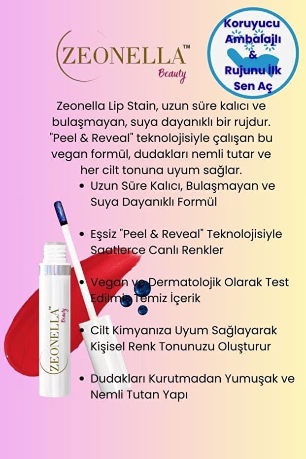 Soyulabilir Ruj Sıcak Gül Kalıcı Dudak Dövmesi
