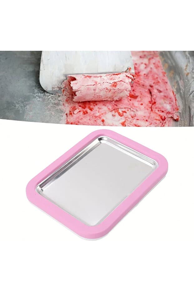 PEMBE Ev Tipi Rulo Dondurma Tepsisi Seti | Frozen Roll Ice Cream Makinesi | Spatulalı Buzlu Dondurma Yapma