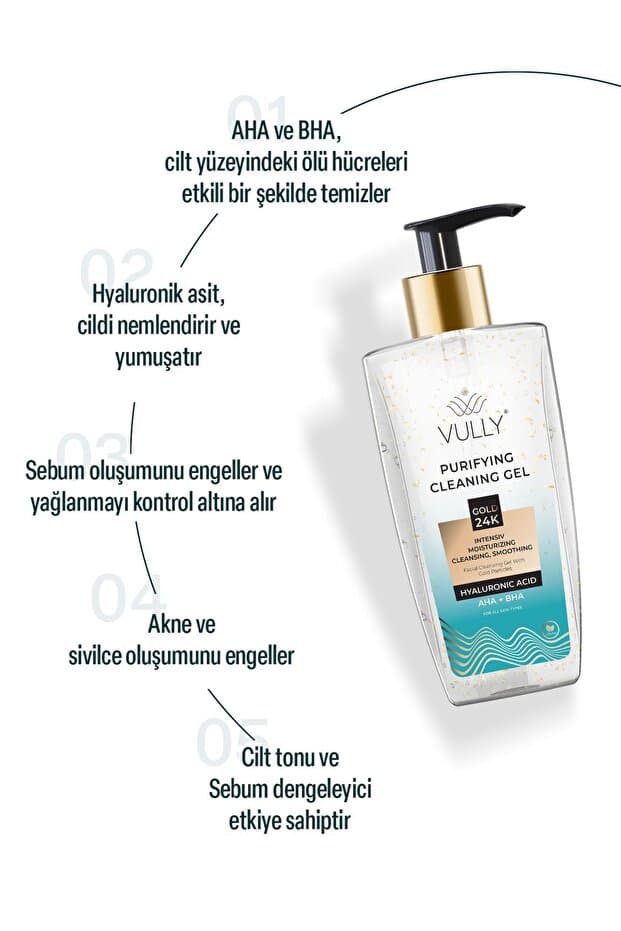 24k Altın Parçacıklı Arındırıcı Nemlendirici Gözenek Sıkılaştırıcı Yüz Temizleme Jeli 200 Ml