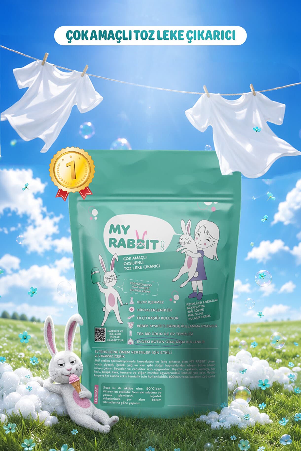 Çamaşır Ve Yüzey Için Çok Amaçlı Oksijenli Toz Leke Çıkarıcı ve beyazlatıcı 800 gr
