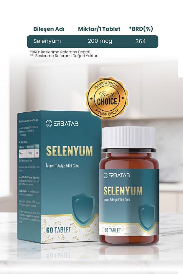 Selenyum 200 Mcg 60 Tablet L-Selenometionin İçeren Takviye Edici Gıda