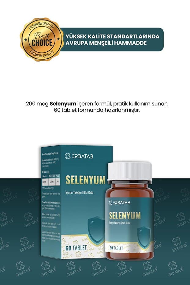 Selenyum 200 Mcg 60 Tablet L-Selenometionin İçeren Takviye Edici Gıda
