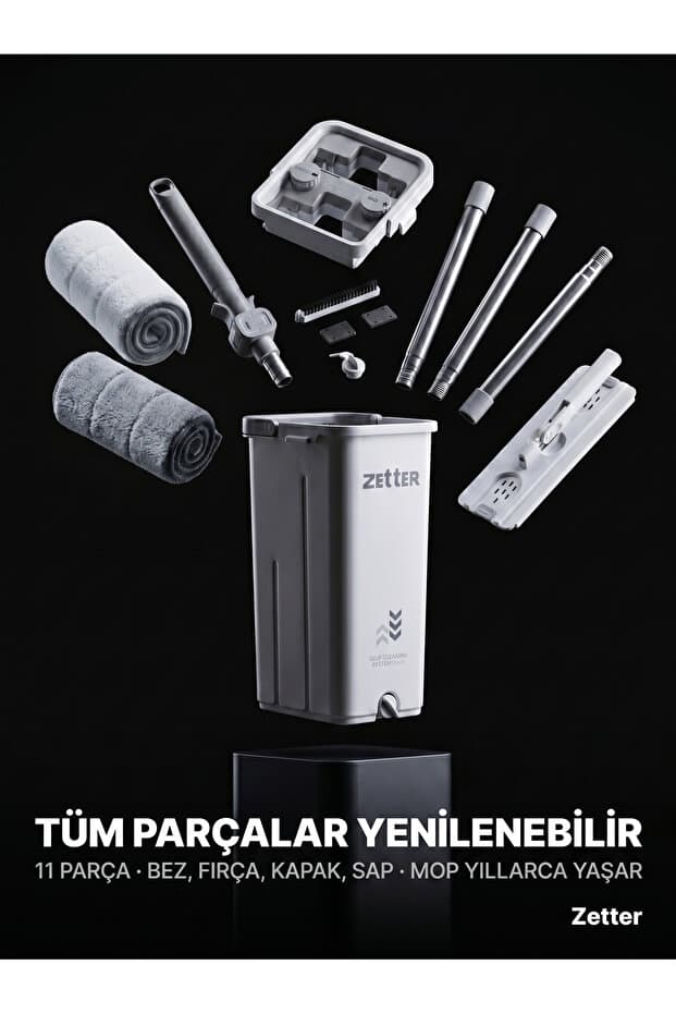 Mop Temizlik Seti, 1 Yıl Garantili, Zamanlayıcılı, 2 Bezli, Kolay Sıkmalı