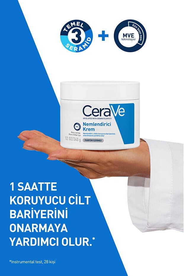 Kuru ve Çok Kuru Ciltler için Seramid & Hyalüronik Asit İçeren Nemlendirici Yüz & Vücut Kremi 340 gr