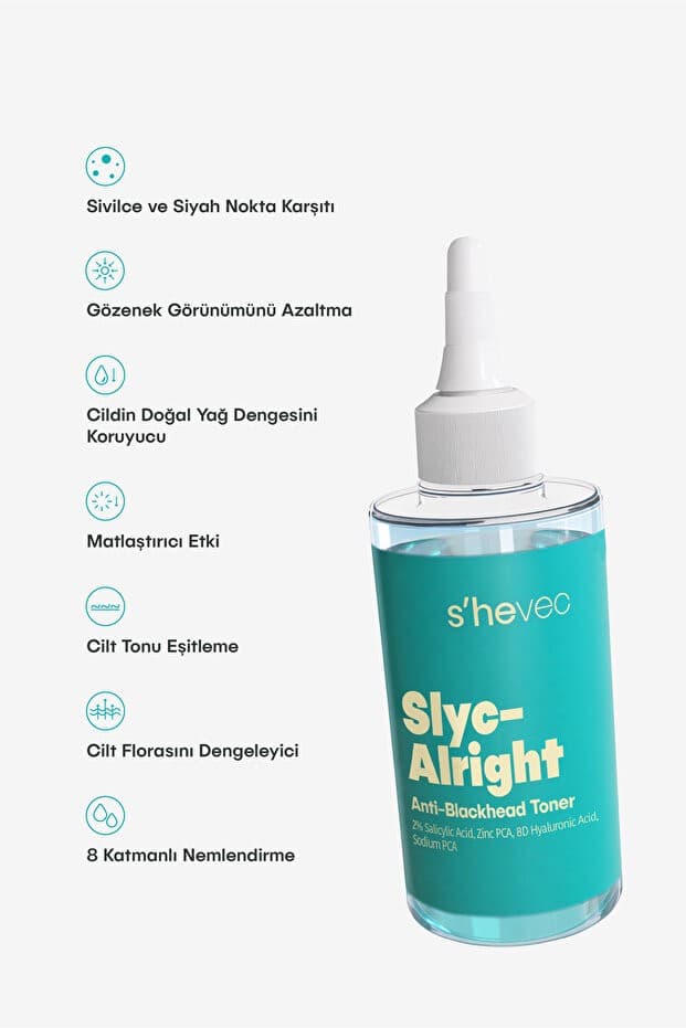 Siyah Nokta Karşıtı ve Gözenek Sıkılaştırıcı Salisilik Asit 200 ml Vegan Tonik Slyc–Alright