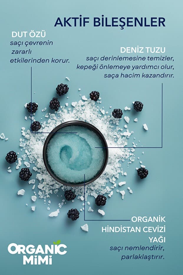 Peeling Şampuanı Deniz Tuzu ve Dut Özlü Kepek Önleyici Süper Hacim Kazandırıcı 280 G