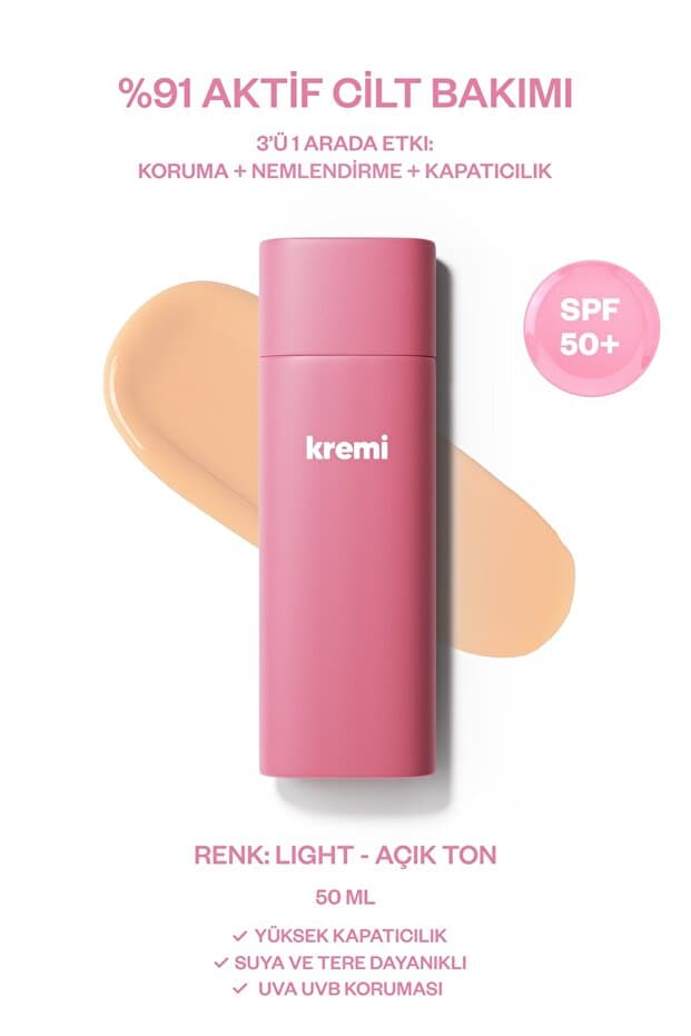 BB Krem SPF50 Yüksek Kapatıcı, Nemlendirici, Ton Eşitleyici, Aydınlatıcı