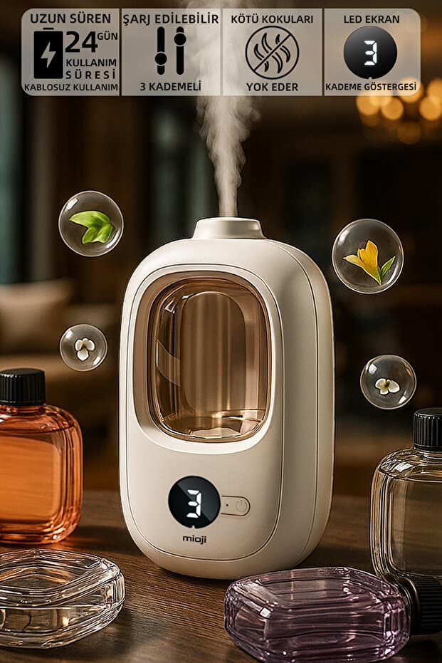 Smell 2x Yeni Nesil Şarjlı Otomatik Oda Kokusu Makinesi Beyaz - (1 ADET HİLTON KOKUSU ILE BİRLİKTE)