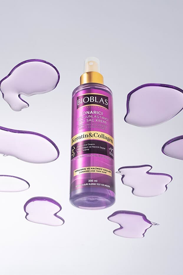 Keratin Kolajen Sıvı Saç Kremi 200 Ml - Onarıcı, Dolgunlaştırıcı, Kolay Tarama