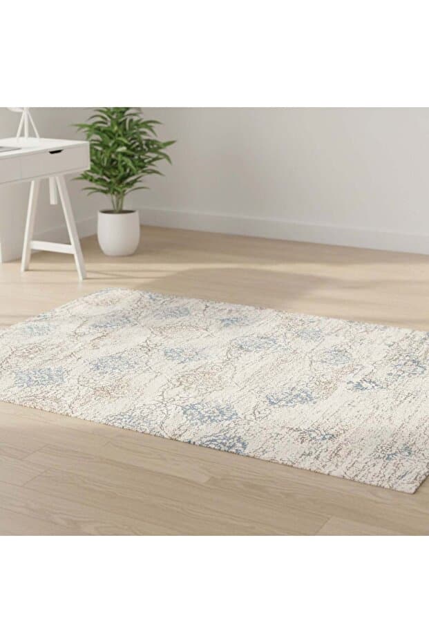 Liva Halı Bej Makine Halısı Jüt Taban Polyester Salon Halısı