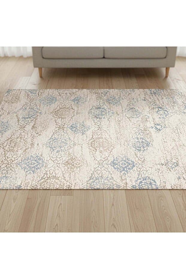 Liva Halı Bej Makine Halısı Jüt Taban Polyester Salon Halısı