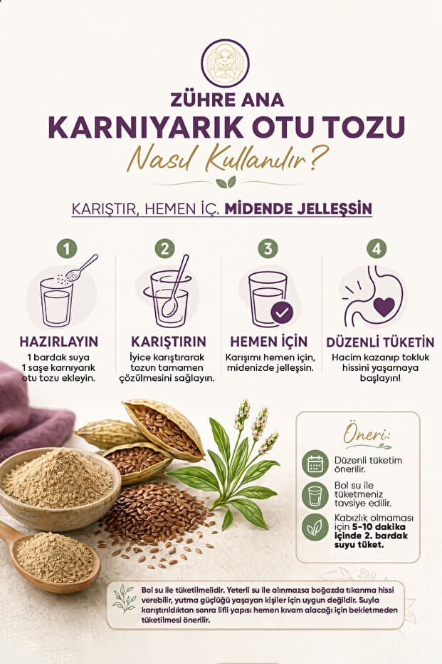 Doğal Karnıyarık Otu (Psyllium) Tozu 30 saşe x 5gr