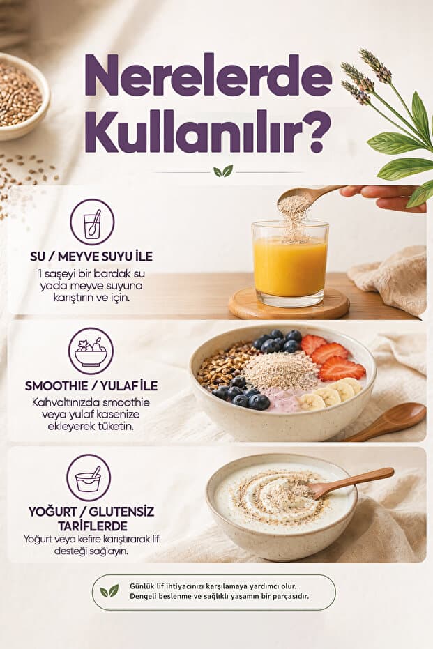 Doğal Karnıyarık Otu (Psyllium) Tozu 30 saşe x 5gr