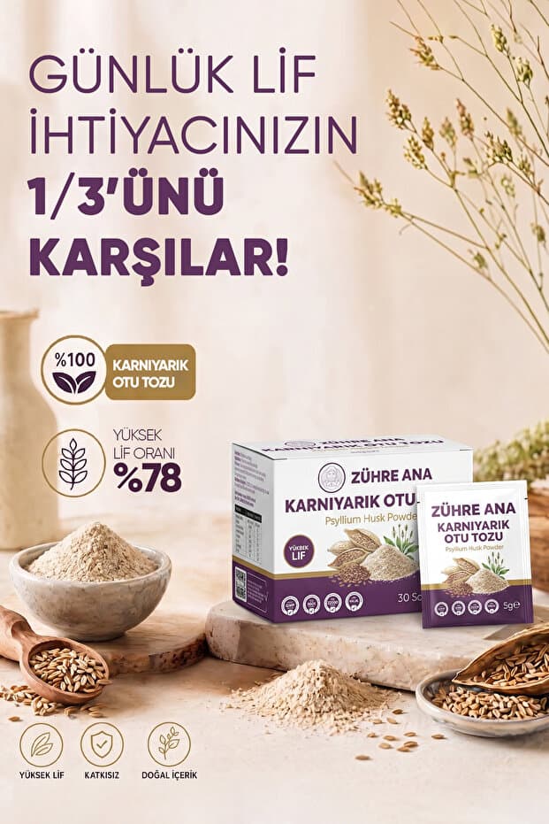 Doğal Karnıyarık Otu (Psyllium) Tozu 30 saşe x 5gr