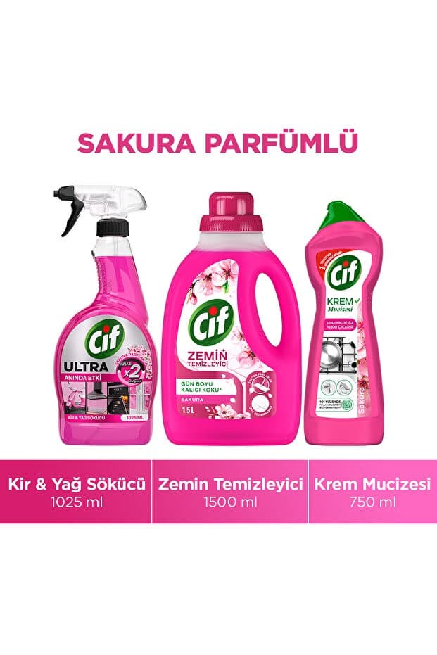 Ultra Sprey Sakura Parfümlü 1025 ml x1 + Krem Sakura Parfümlü 750 ml x1 + GPC Sakura x1