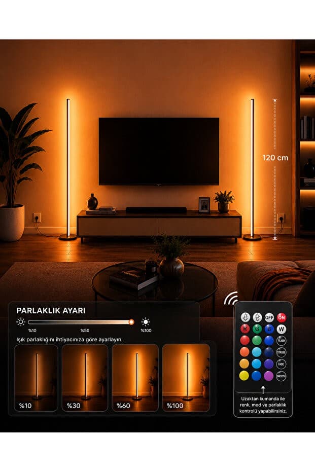 Nexus Rgb Stıck Led Lambader Full Renk Full Rgb Uzaktan Kumandalı Aydınlatma Sistemi Dimlenebilir
