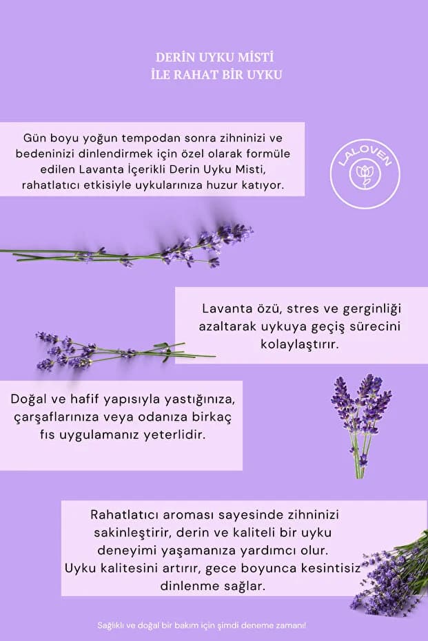 Doğal Lavanta Özlü Rahatlatıcı Derin Uyku Misti Ve Yastık Spreyi 100 ml