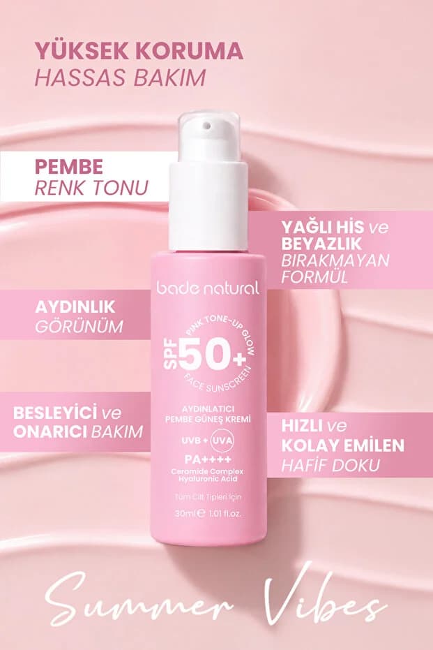 50 Spf+ Aydınlatıcı Pembe Güneş Koruyucu Krem 30 ml
