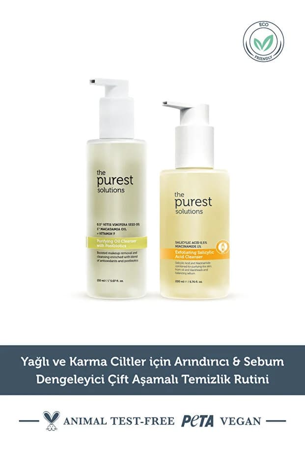 Yağlı ve Karma ciltler için Arındırıcı & Sebum Dengeleyici Çift Aşamalı Temizlik Rutini
