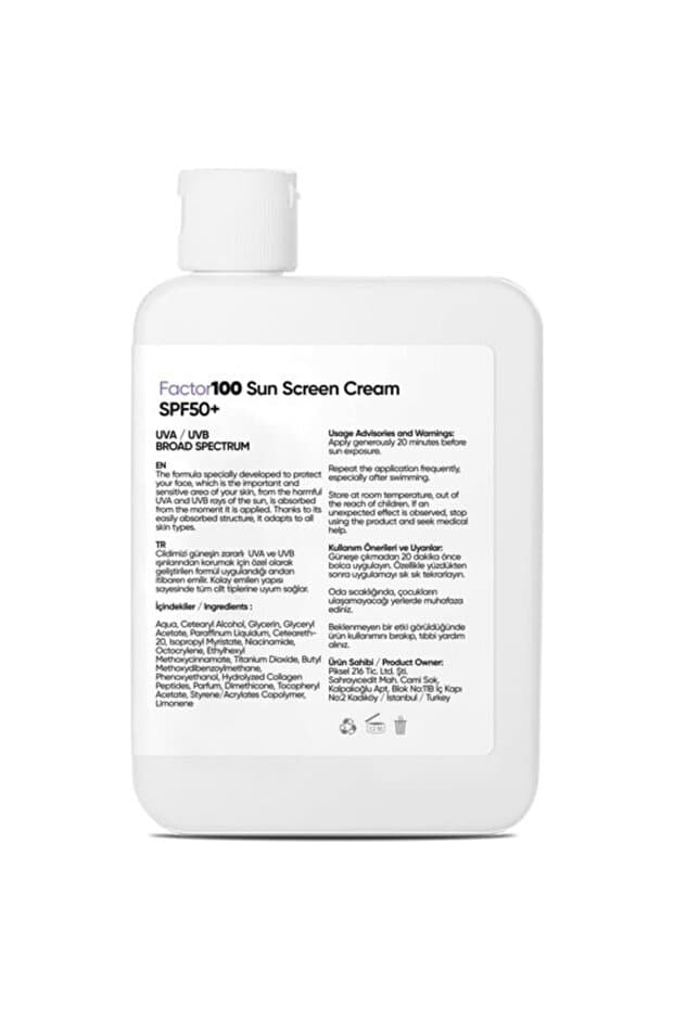 Factor 100 Güneş Kremi Spf50 100 ml