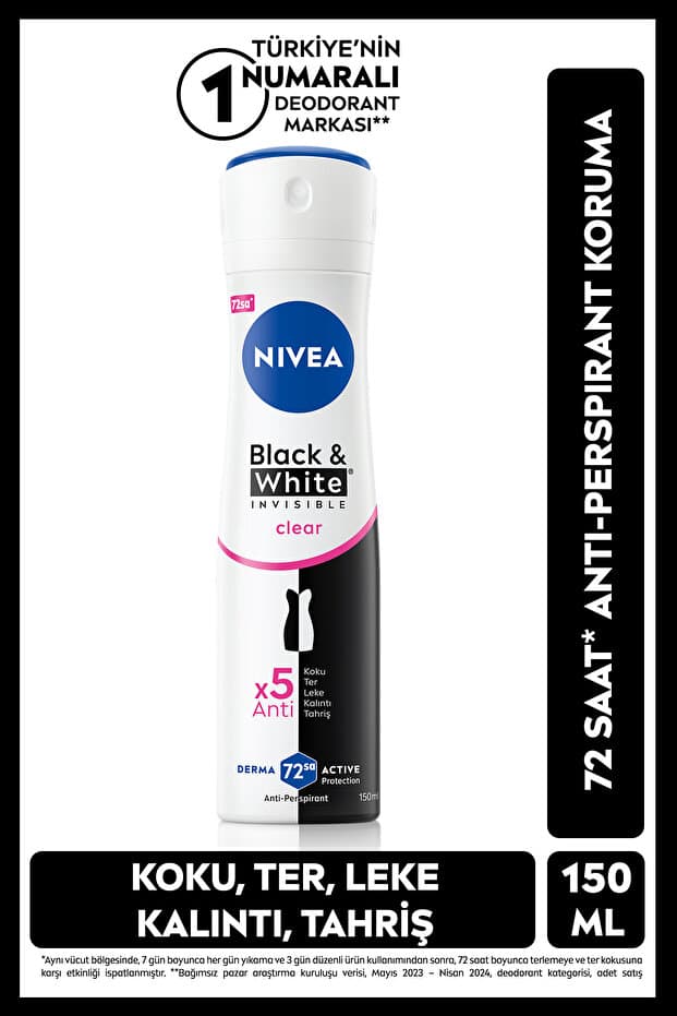 Kadın Sprey Deodorant Black&white Clear 150ml Ve Mini Roll-on Black&white Clear