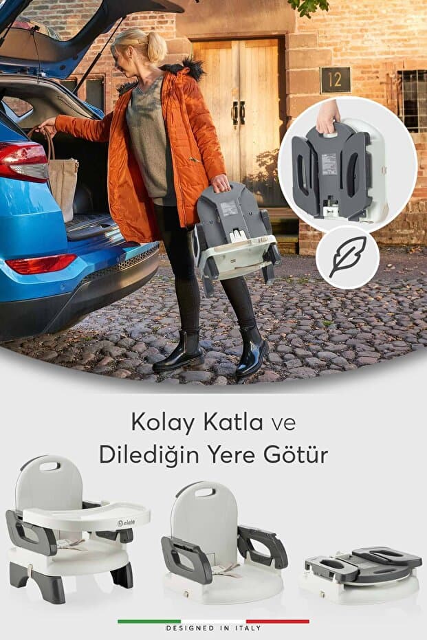Livo Portatif Bebek Mama Sandalyesi Katlanabilir Yükselticili Gri